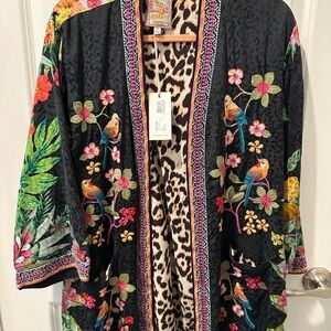 Johnny Was Multicolor Embroidered Kimono